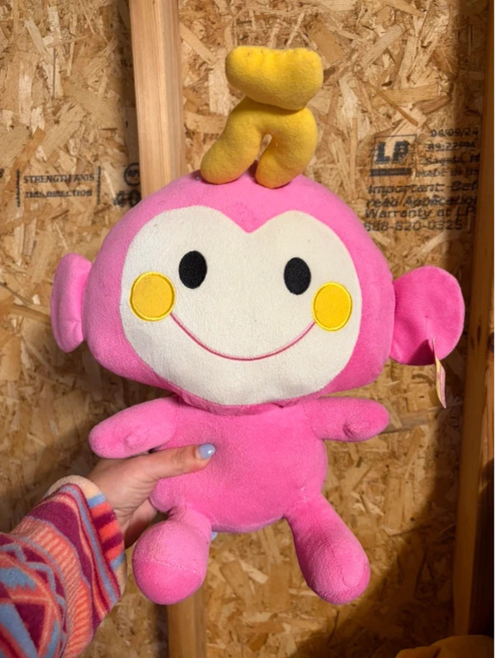 Rare Vintage 2004 Sanrio Chi Chai Monchon Pink Monkey Stuffed Plush 12” - 14